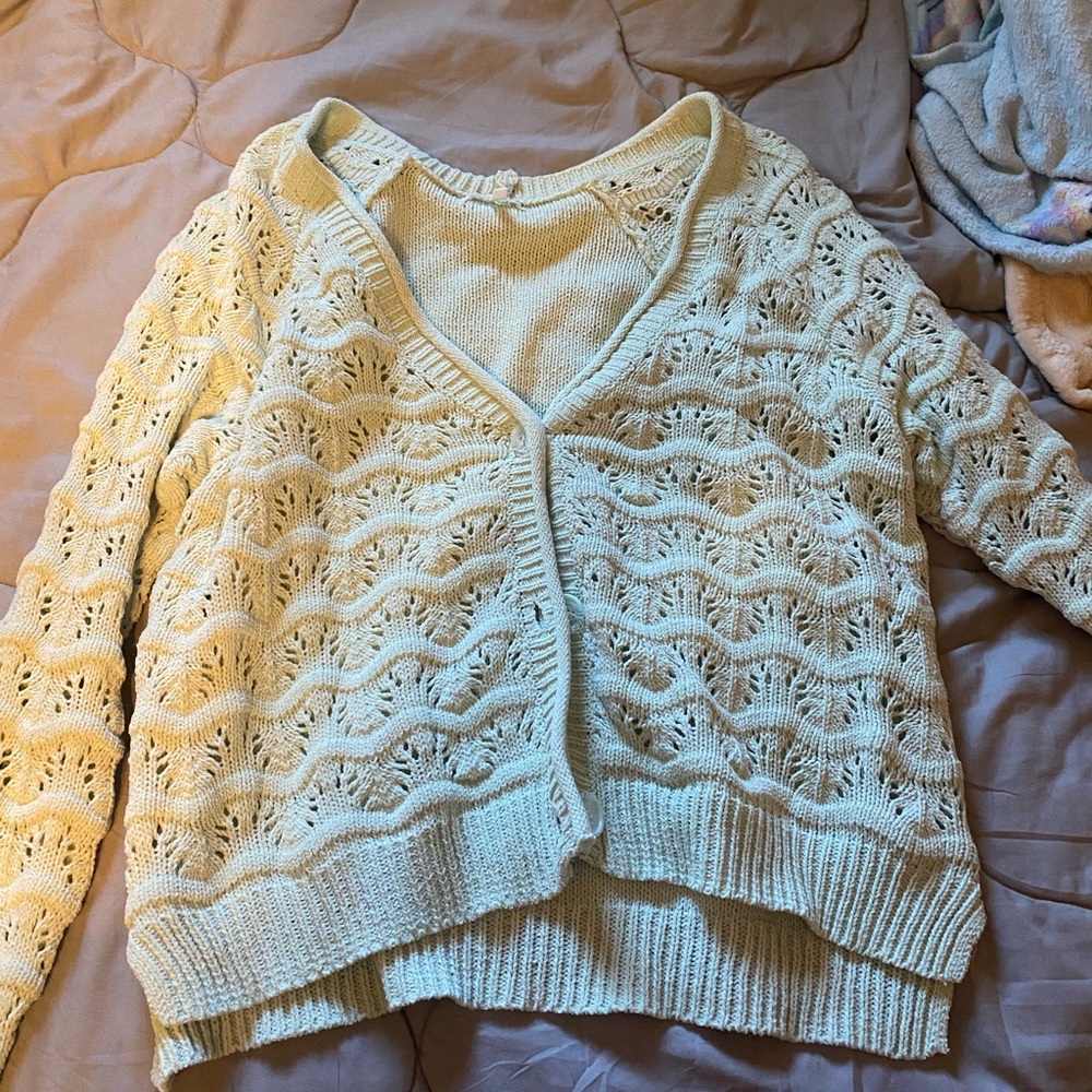 Maurices Cream Lace Knit Cardigan Sweater
